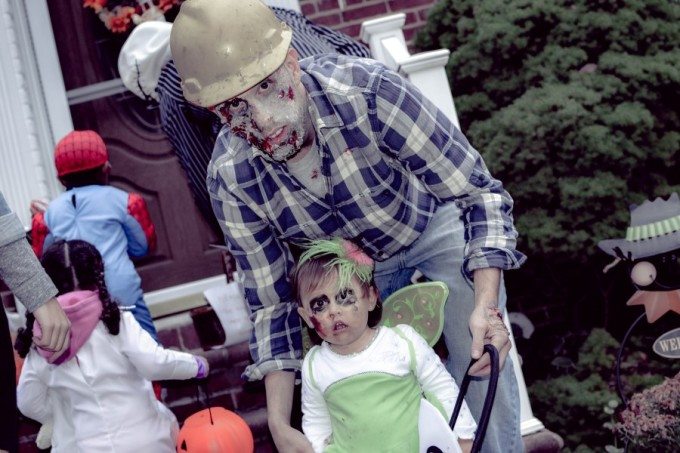 Zombie dad and daughter