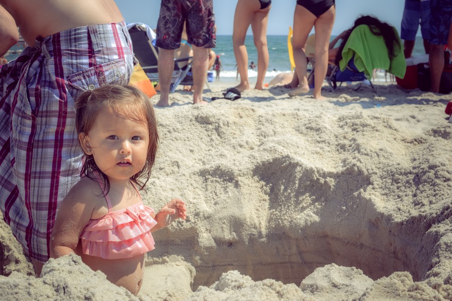 baby in sand
