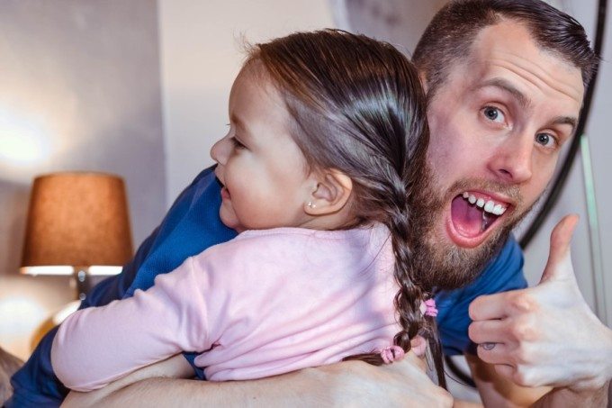 adorable father and daughter