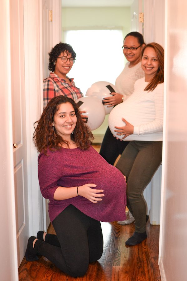 Play twister at a baby shower