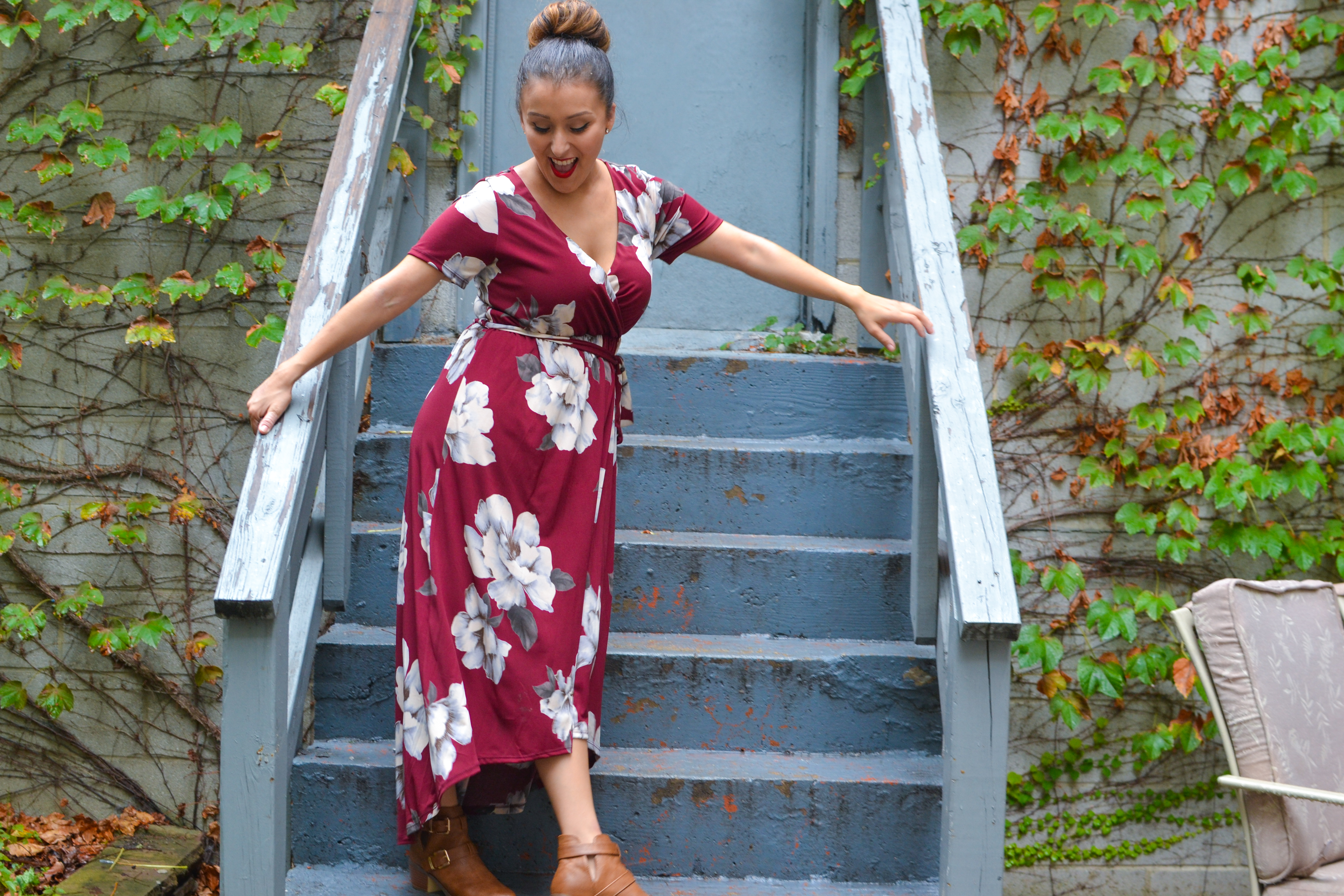 burgundy fall maxi dress