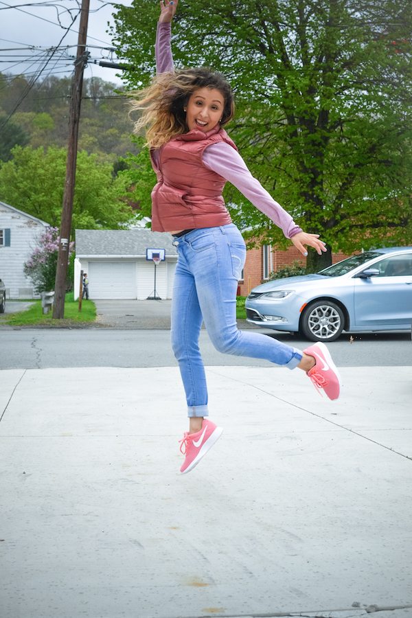 how to style pink sneakers