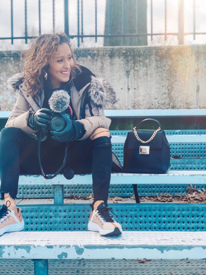 Stylish backpack for women who wear sneakers